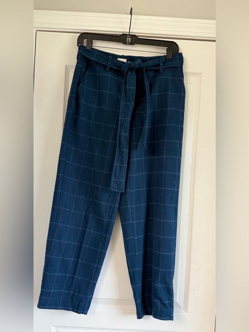 a new day Navy Windowpane Tie-Waist Trousers